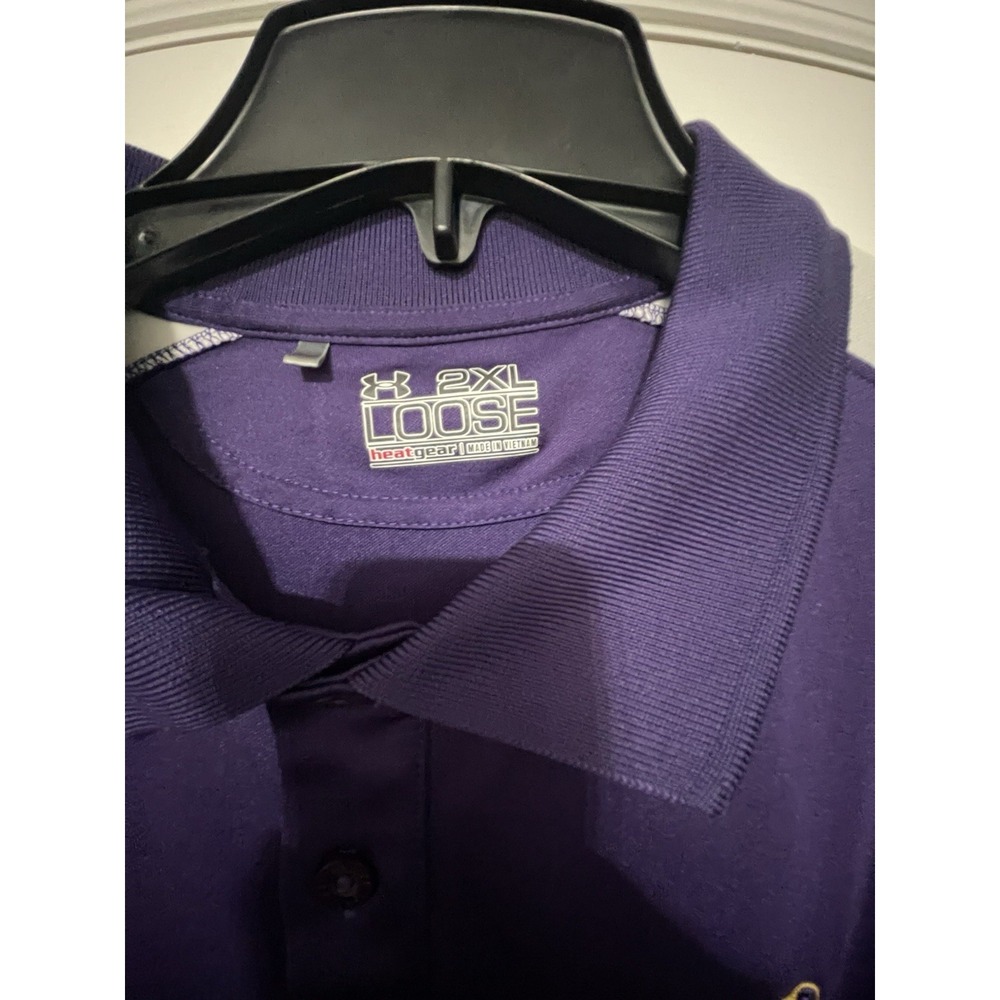 ECU Pirates Under Armour HeatGear Polo Men's 2XL Big & Tall Purple/White - Picture 2 of 5